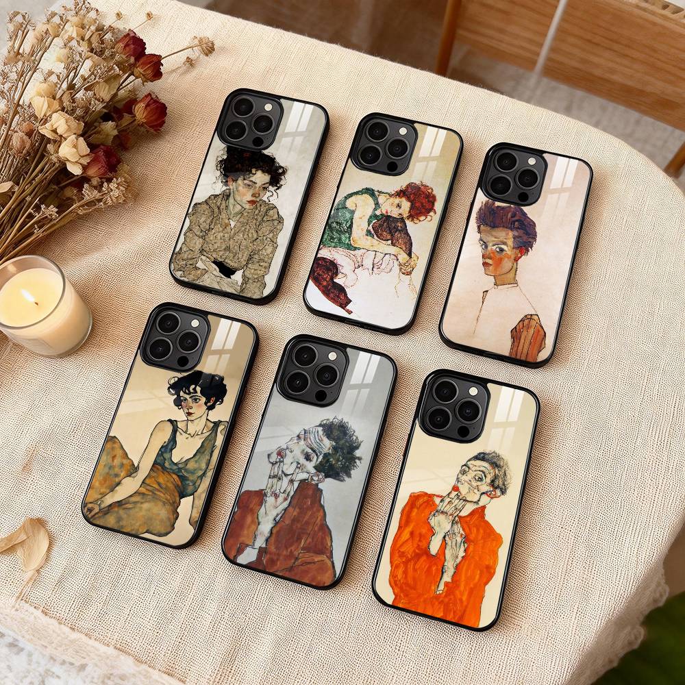 E-Egon S-Schiele Art Phone Case For iPhone 17,16,15,14,13,12,Plus,Pro,Max for Magsafe Magnetic Wireless Charging