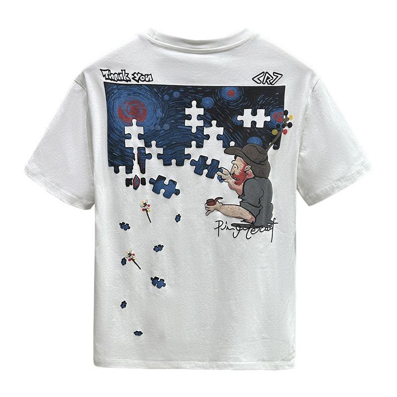 Summer Mens Short-sleeved Dopamine Wear Half-sleeved Printed T-shirt Thin T-shirt