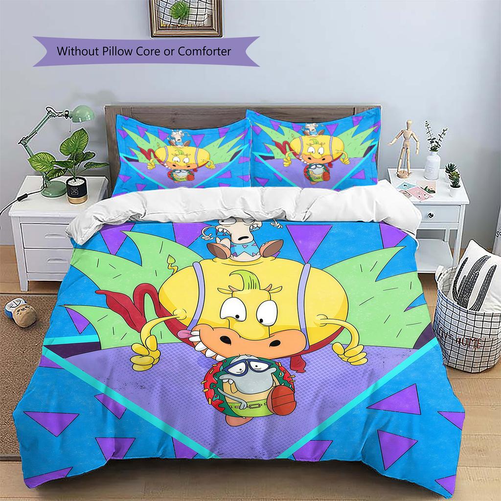 Rocko2 Pattern Bedding Quilt Set Home Decoration Gift (1 * duvet cover + 2 * pillowcase without core)