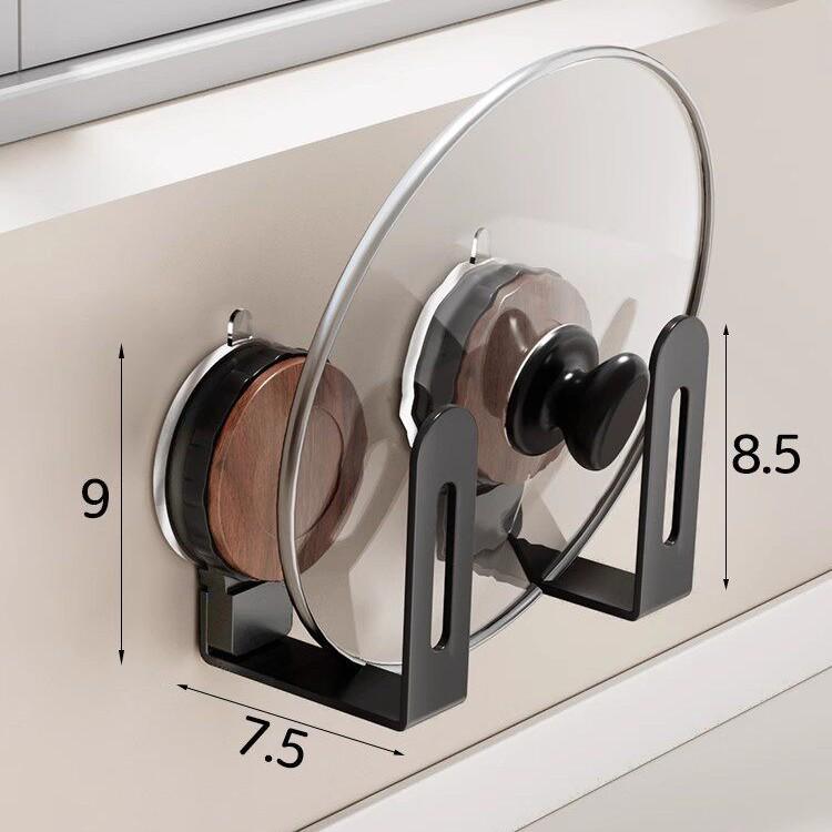 Adhesive Cutting Board & Pot Lid Storage Rack - Wall-Mounted, Hole-Free, Suction Cup Design