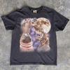 Hippos Howling Moon T-Shirt, Full Moon Animal Graphic Tee, Retro Nature Lover Shirt