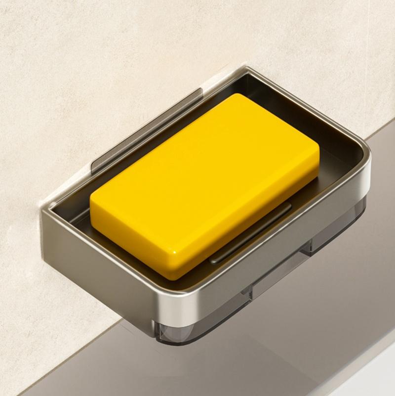Bathroom Without Drilling Soap Holder Aluminum Alloy Soap Dish With Drain Water Wall Soap Dish Bathroom Accessories Organizer