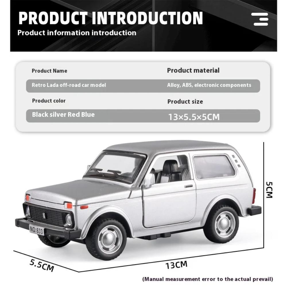 1/32 Lada Jeep Oldtimer Modell Auto Legierung Auto Diecast Modell Sound und Licht Rückzieher Spielzeug Sammlung Kinder Geburtstag Spielzeug Geschenk