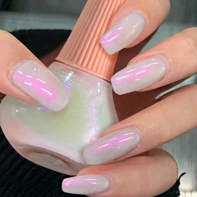 Nail Art Popular Milk White Nail Polish Quick Dry Long Lasting Varnish Matte Pearlescent Laser Glitter Nail Polish Make