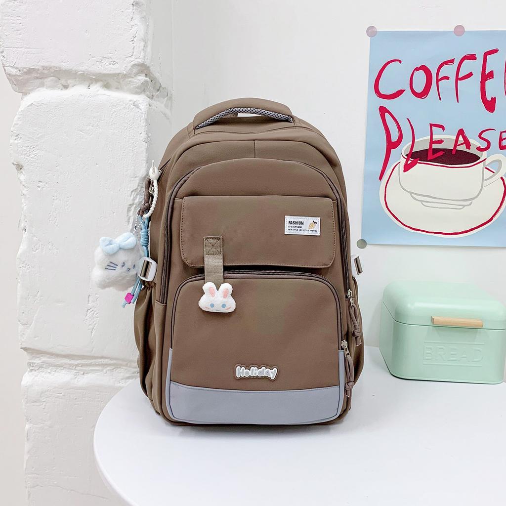 Schoolbag Backpack Women's Large Capacity High School Student School Bag Elementary School Junior High School Campus Korean Edition Tide Leisure 