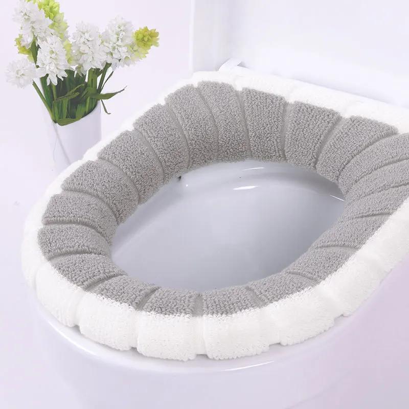 Stretchable Bathroom Toilet Seat Closestool Washable Soft Winter Warmer Mat Pad Cushion O-shape Toilet Seat Bidet Covers