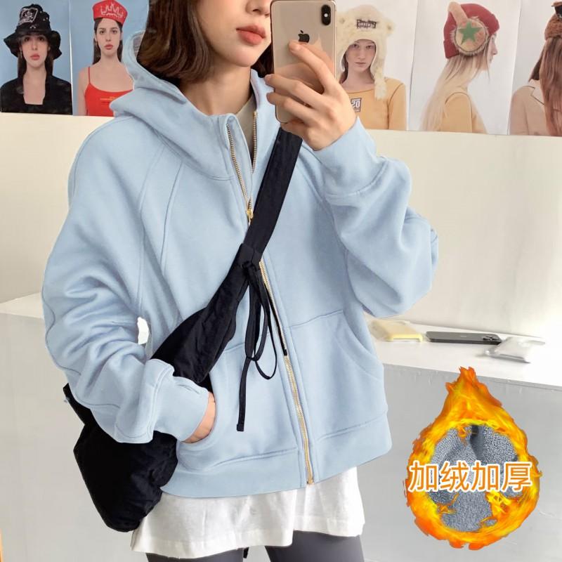 Womens Oversized Zip-Up Hooded Sweatshirt Cotton Blend Loose Fit Casual Jacket Daily Wear