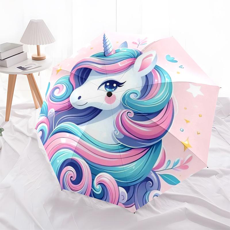 1pc Unicorn Fantasy Artwork Umbrella with Plastic Handle,Suitable for All Seasons Home Travel Outdoor UmbrellaDD935