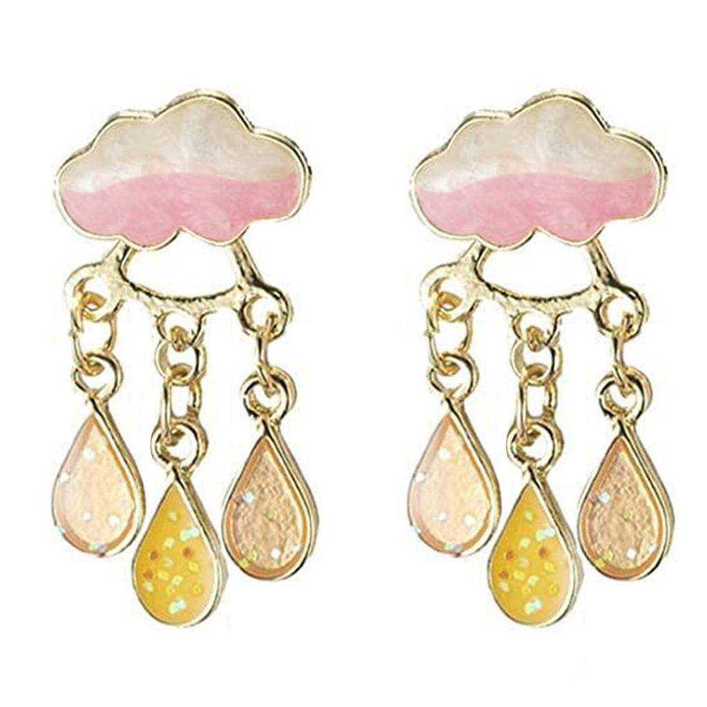 Stylish Cloud Shaped Earrings With Dangling Raindrop Crystals Dangle Earrings For Trendy Ladies' Accessory Collection