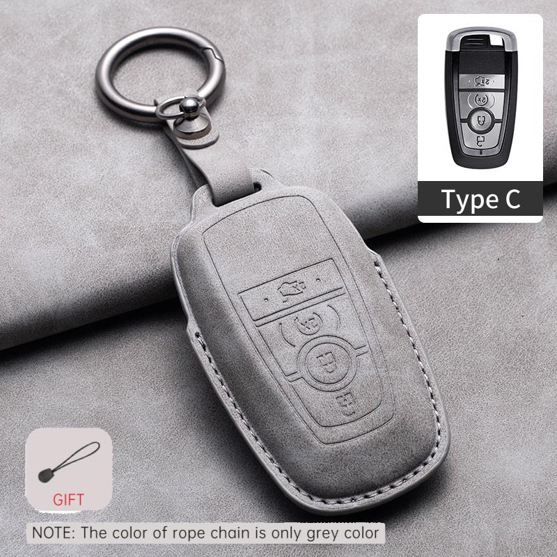 Car Remote Key Case Cover Holder for Ford Raptor F150 Edge Fusion Mustang Explorer F150 F250 F350 Ecosport Leahter Keychain Fob