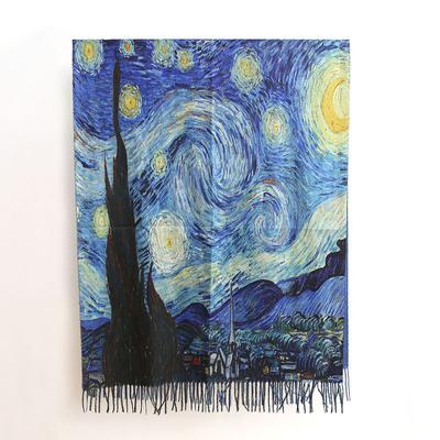 Luksusmerke Dame Vinter Cashmere Skjerf Sjal Digital Malt Sjal Van Gogh Oljemaleri Pashmina Dame Teppe Skjerf