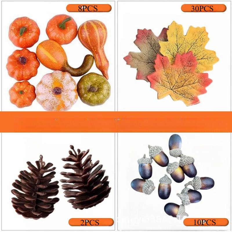 Artificial Pumpkins, Halloween Props, Maple Leaves, Christmas Decorations, Holiday Decorations,New Year's Wreath Decoration Accessories