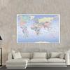 Large Political World Map Poster Detailed Wall Chart Print Art Decor for Office Classroom Home School Geography Educational