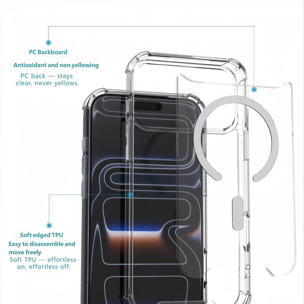 Al Antiurto Per Custodia Telefono Per Per Iphone 17 Air 16 15 14 13 12 11 Pro Max Plus Ricarica Wireless Magnetica Cover Trasparente
