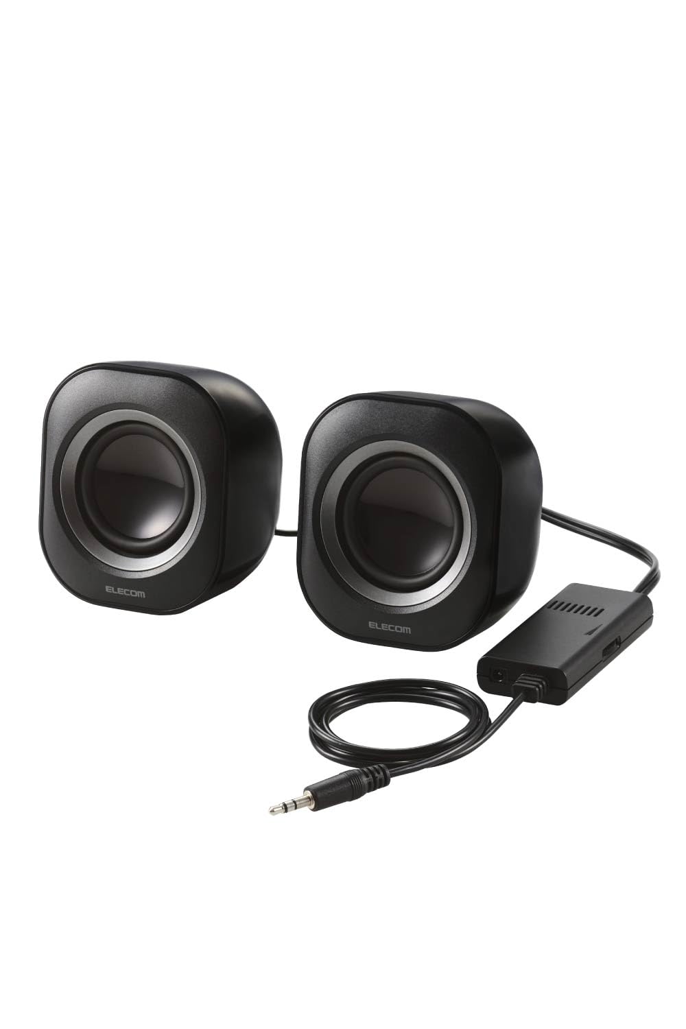 

ELECOM PC AC Mini Volume Round Speakers, Compact, High-Output 6W, Powered, 3.5mm Plug, Built-in Controller, [50mm Full-Range Driver], Black, чорний