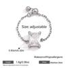 Stainless Steel Adjustable Rings for Women Waterproof Gold Plated Shiny Geometric CZ Zircon Pendant Fashion Finger Jewelry
