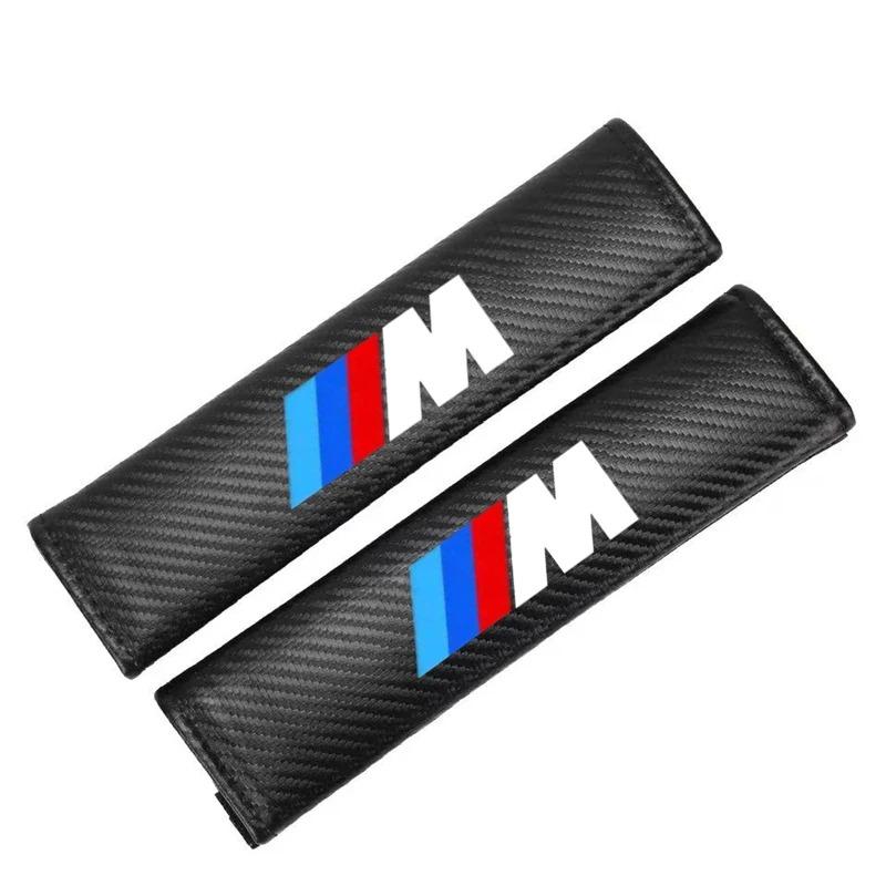 2pcs Carbon Fiber Car Seat Belts Cover Shoulder Protect Pad For BMW M Emblem E46 E36 E34 F10 E90 F30 E60 F30 E53 E30 E92 E87 bzvm78
