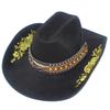 Fashion Embroidered Suede Western Cowboy Hat Personalized Big Eaves Bullhead Accessories Knight Hat Versatile Bent Edge Top Hat