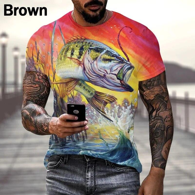 Hobby Carp Fishing 3D Print T Shirt Moda Masculina Personalidade Gola Redonda Manga CurtaTops