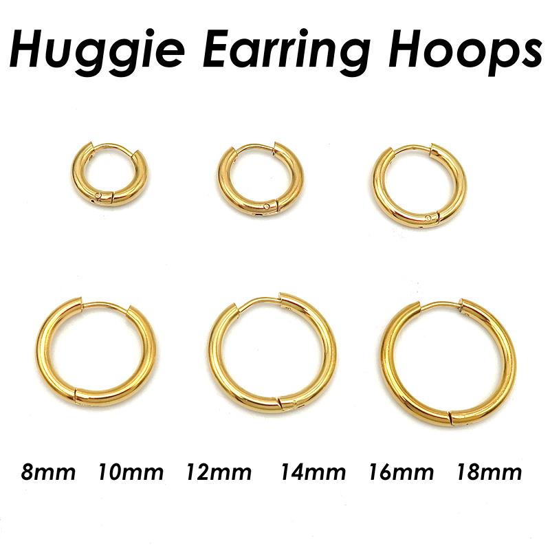 20 Stück Edelstahl Creolen Ohrringe für Damen Herren Huggie Ohrringe Goldfarbe, Minimalistische Huggie Ohrring Creolen