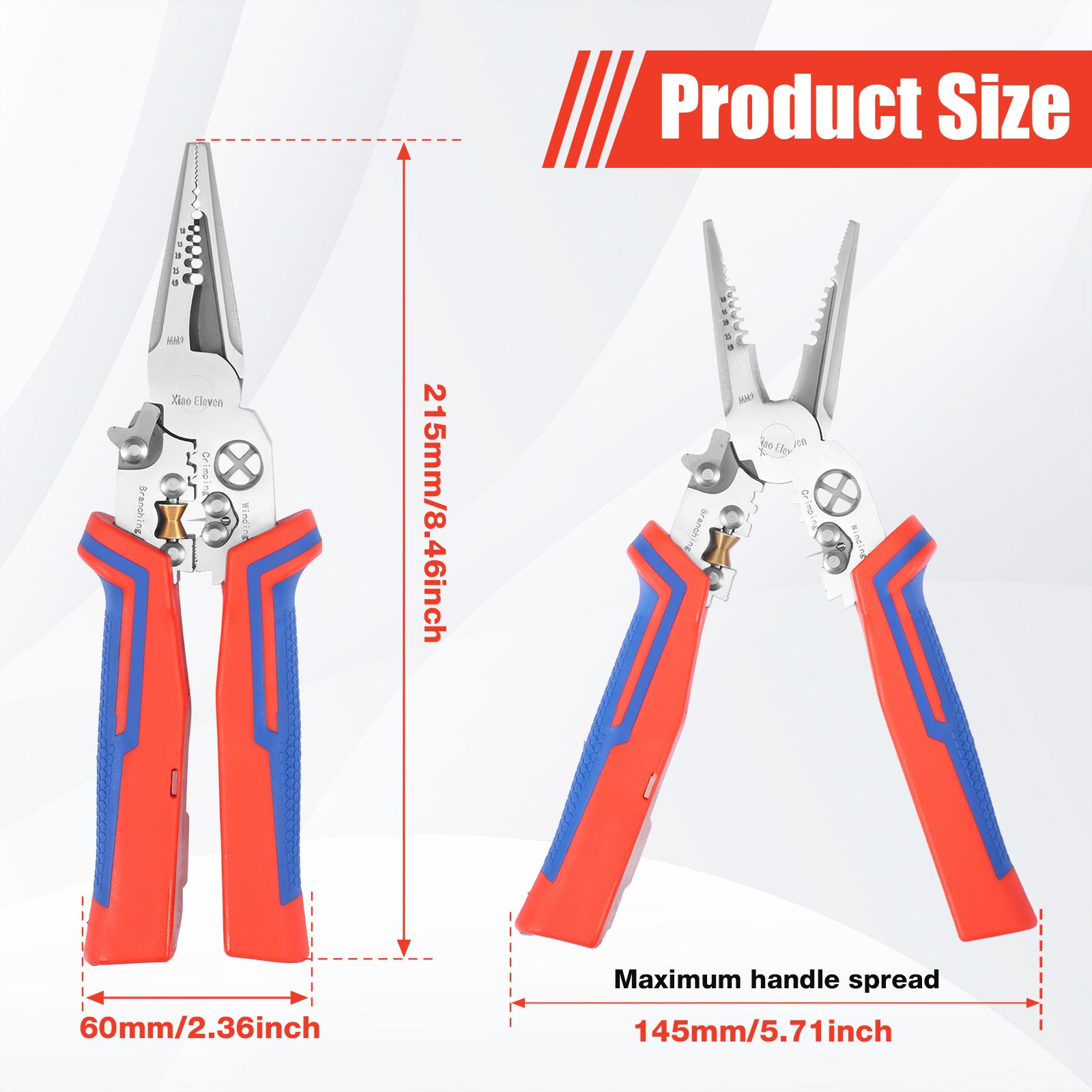 8 in 1 Multifunctional Wire Stripper Pliers Portable Cable Stripper Tool with Voltage Tester Electrician Wire Cutting Splitting