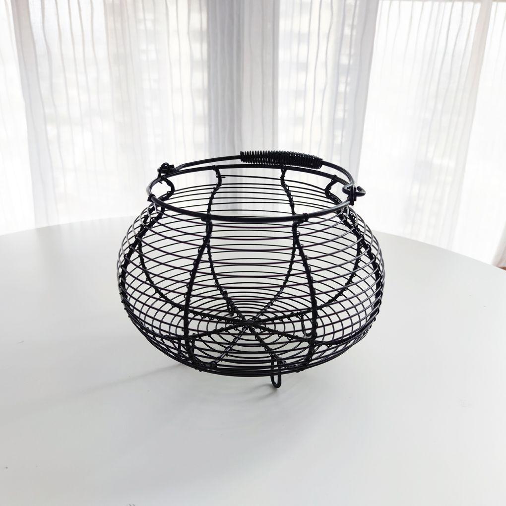 Round Hand-held Woven Iron Egg Basket for Kitchen Use