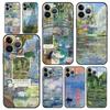 Coque de téléphone de luxe pour Apple iPhone 11 15 14 Pro MAX 12 13 7 8 Plus X XR XS MAX SE Silicone Noir Coque Claude Monet Art