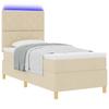 LED Boxspring Bed with Headboard Cream 90 X 190 Cm Fabric