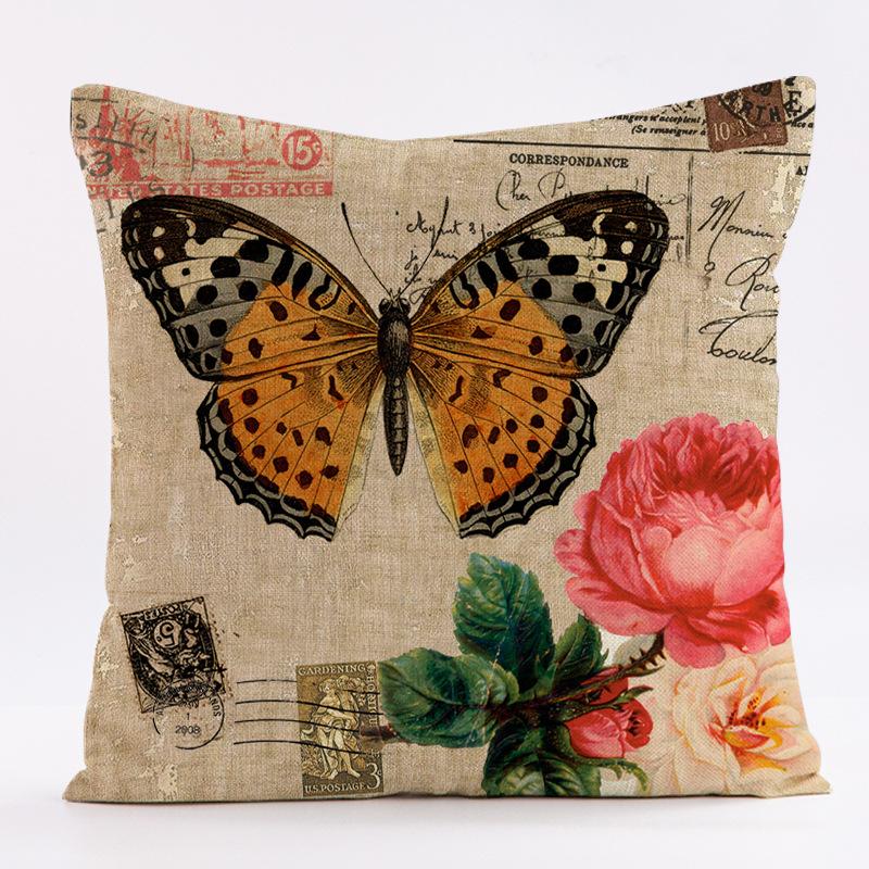Retro Butterfly Pattern Throw Pillow Cover With Short Plush Print For Living Room Sofa Decoration Cushion Cover Pillow Covers