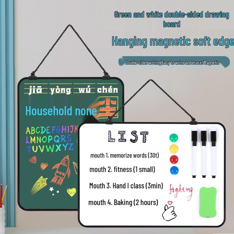 Double-Sided Magnetic Chalk & Whiteboard for Kids' Drawing & Home Office Messages