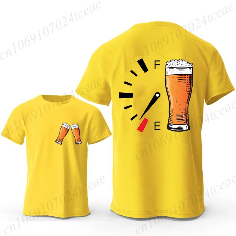 Tričko s krátkým rukávem pro muže ženy tričko oblečení prázdná pivní nádrž pivní potisk trička palivoměr pivo móda ležérní oversized top Y2K