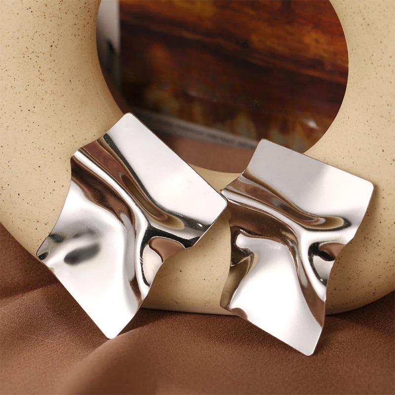 Geometric Irregular Mirror Earrings For Women, Exaggerated Creative Personality Trendy Earrings, High-End Temperament Versatile Accessories.