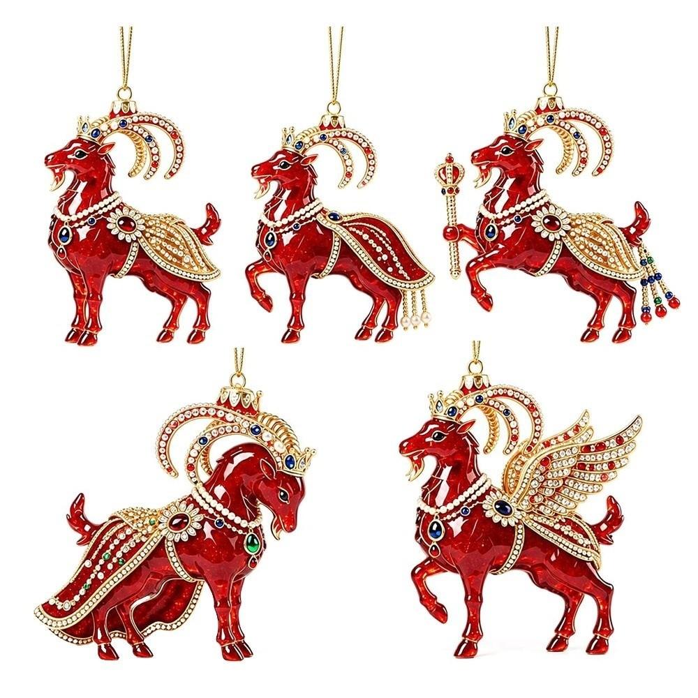 2D Flat Goat Hanging Ornament Set Acrylic Shining Animal Hanging Decoration Simulation Artificial Rhinestone Keychain Bag Charms