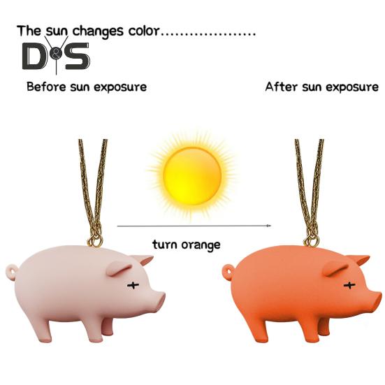 Urocza zawieszka świnka dekoracja wnętrza samochodu zabawna zmieniająca kolor pieczona prosię zawieszka lusterko wsteczne samochodu akcesorium samochodowe
