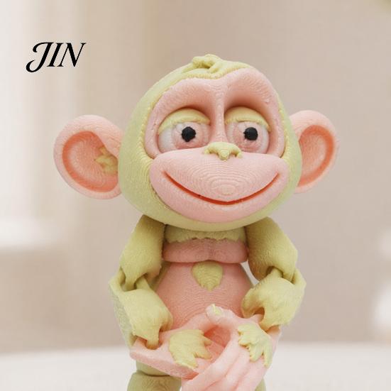 Durable Animal Decoration 3D Printed Articulated Monkey Figurine, Multi-Color Cartoon Model with Style Collectible Movable Joints, Stress Relief