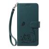 Leather Wallet Flip Case For OPPO A57S A77 A15 A15S A16 A16S A54S A17 A96 4G 5G Cat and Butterfly Embossed,Wrist Strap