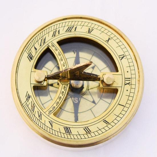 Handmade 3 Inch Brass Compass Vintage Marine Brass Sundial Compass With