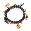 Halloween Party Wrist Jewelry Alloy Pendant Bracelet Beads Bangle With Pumpkin Bat Charm For Costume Accessories