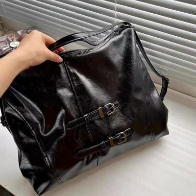 Punk Motorcycle Bag Premium PU Soft One Shoulder Underarm Bag Large Capacity Backpack Fashion Tote Bag Fashion Items Gift
