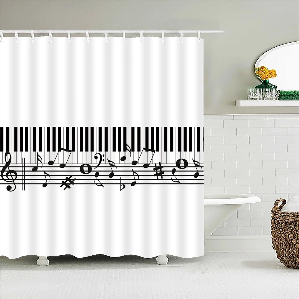 Music Rock Guitar Shower Curtains Modern Bathroom Curtains 3D Printed Decoration Waterproof Cloth With 12 Hooks Bath Curtain