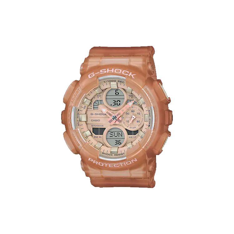 

Casio LCD/Analog Dual Display Fashion Trend Shock Resistant Waterproof Quartz Movement Resin Strap Watch Women watches Orange GMA-S140NC-5A1JF Brown Strap