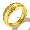 JOVO LOVE Simple Bread Shape Texture Thread Ring For Women Summer Stainless Steel Waterproof Rings Ladie Jewelry Gift