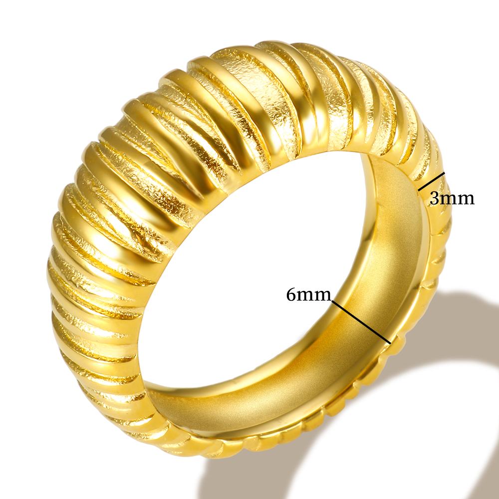 JOVO LOVE Simple Bread Shape Texture Thread Ring For Women Summer Stainless Steel Waterproof Rings Ladie Jewelry Gift