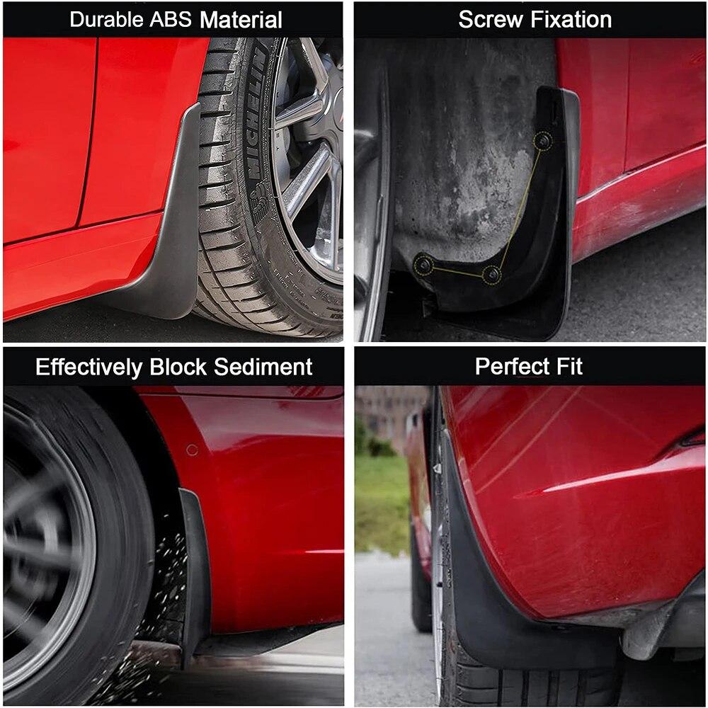 Mud Flaps For Tesla Model 3  2022 Accessories Guard Fender Front Rear Wheel Mudguard Carbon Fiber ABS No Drilling Required