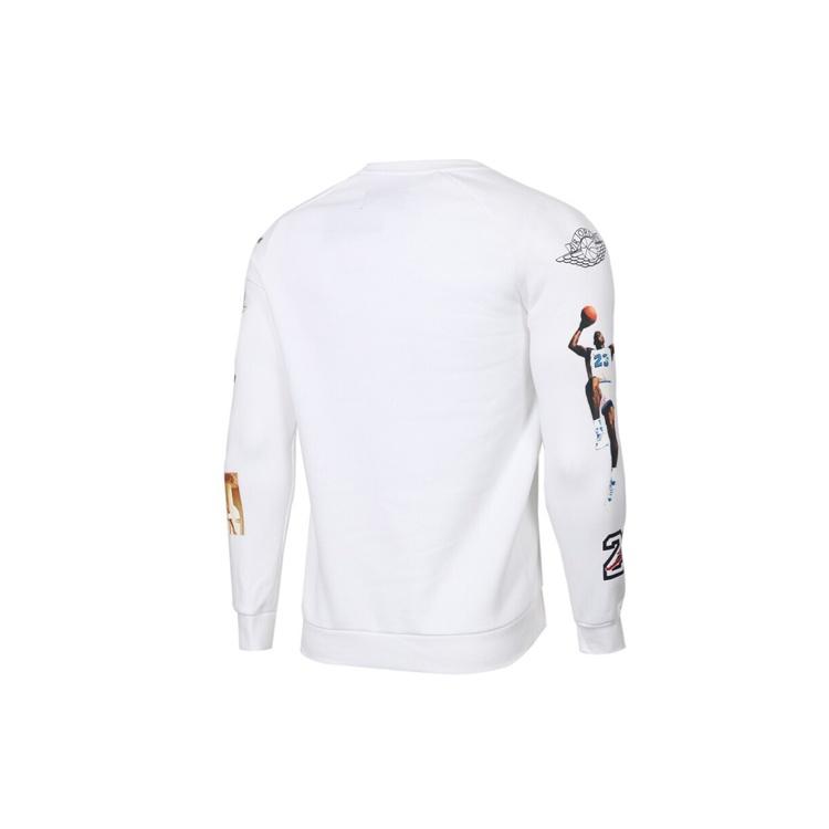 Air Jordan Athleisure Casual Sports Printing Round Neck Long Sleeves White Men's CD5872-100