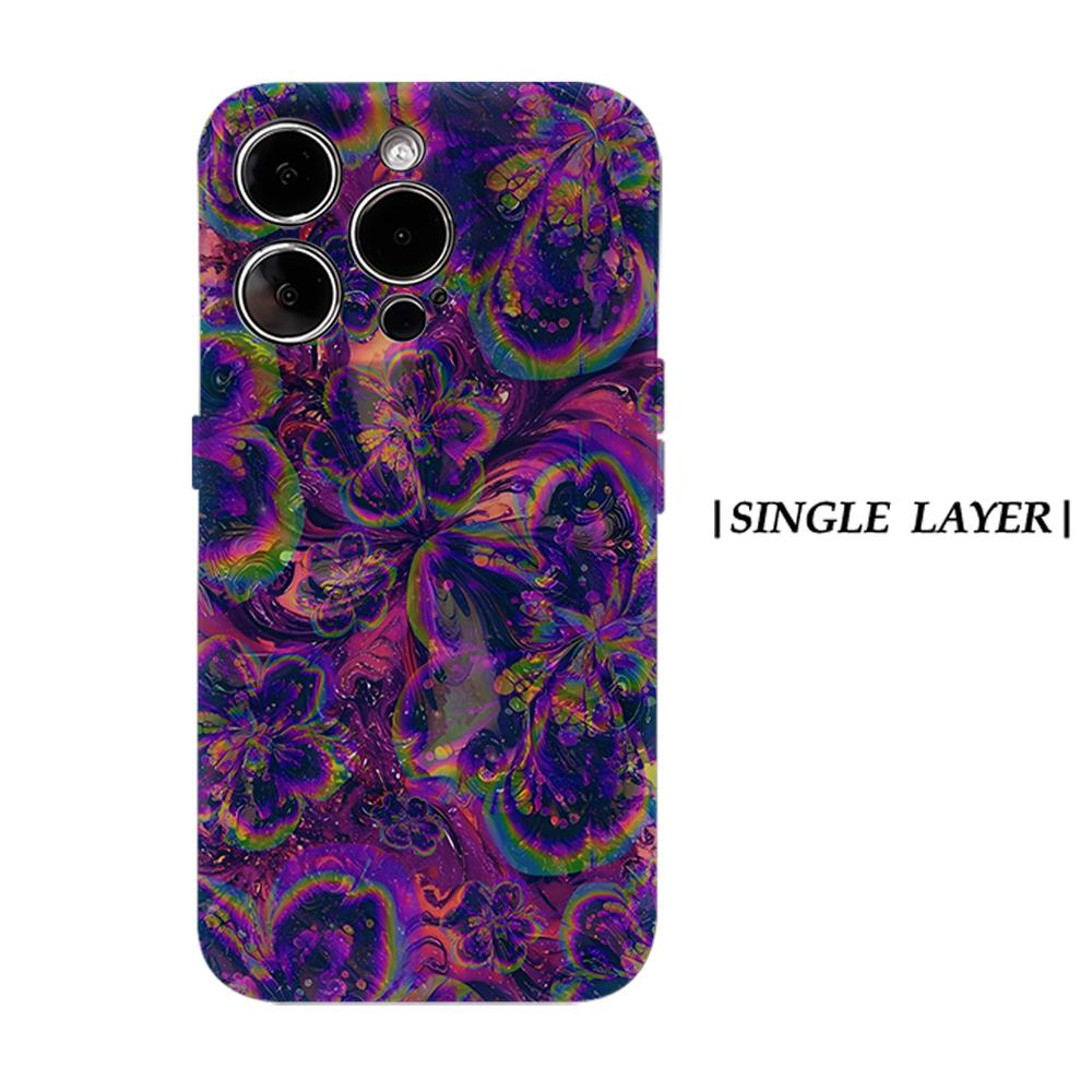 

Psychedelic Holographic Flower Phone Case for IPhone 17AIR 16E 16 15 14 13 12 11 17 Pro Max Plus Double-layer Back Cover IPHONE17PROMAX