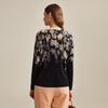 Women's Fine Wool Floral Print Round Neck Cardigan