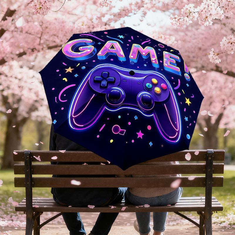 1PC game controller Automatic Open/Close Umbrella with Windproof, 8-Rib Sturdy Canopy, Durable Ribs, Fashionable Design, Outdoor Accessory, Fun Prin,