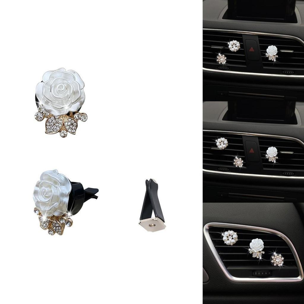 Diamond Flower Pearl Car Vent Air Perfume Clip Freshener Ornaments Decoration