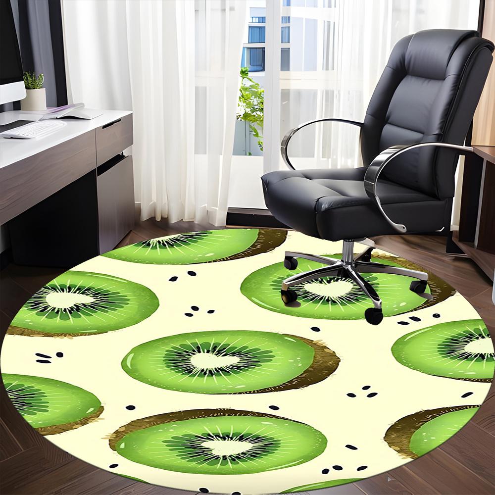 1pcKiwi Pattern Office Round Area Rug, Indoor Mat Suitable ForOffice, Under Office Chairs Bedroom Living Room Home Decor, Room Deco 082